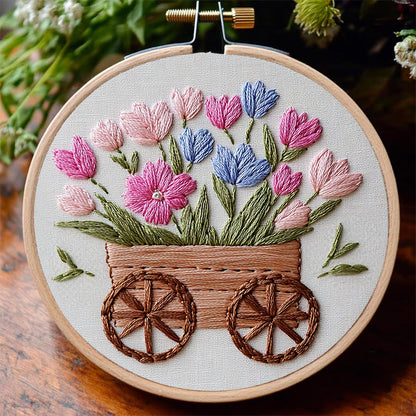 Rubbyoo Embroidery Kit -Spring Cart | For Craft Lover  Cozy Crafts