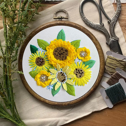 Rubbyoo Embroidery Kit-  Sunflower Starter Kit For Craft Lover