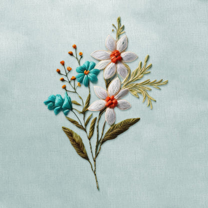 Rubbyoo Embroidery Kit - Beautiful Flower
