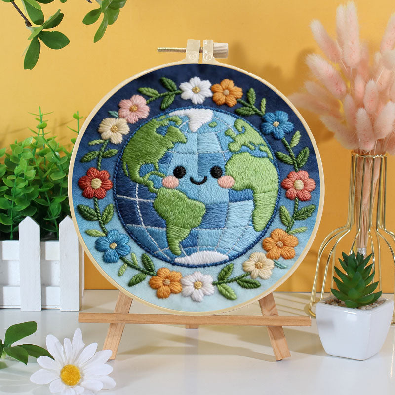 Happy Earth Embroidery Kit