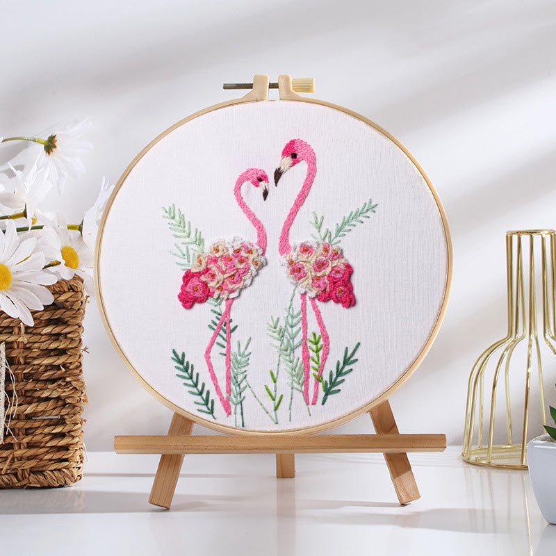 Flamingo Embroidery Kit: Craft Your Tropical-Inspired Masterpiece