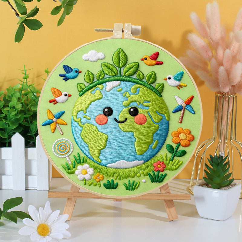 Happy Earth Embroidery Kit