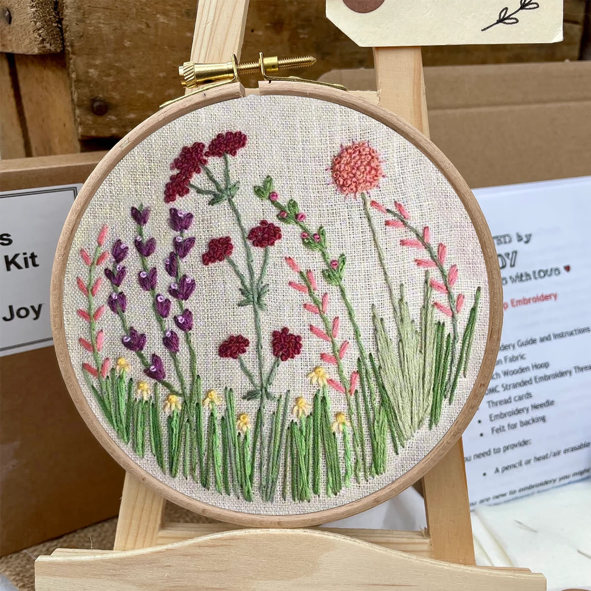 Rubbyoo Embroidery Kit- Flower Branches  Pattern | Embroidery Kit For Beginner,Modern Embroidery,Cross Stitch