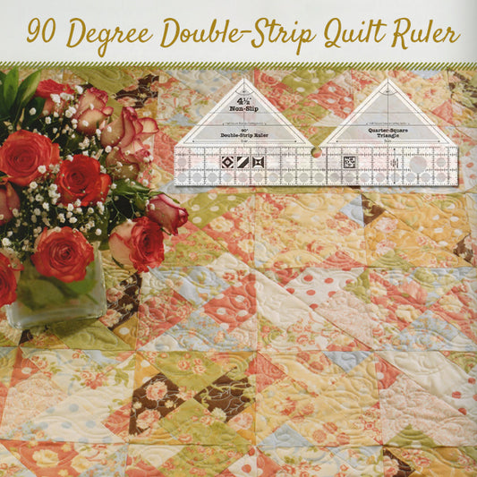 90° Degree Double-Strip Quilt Ruler - With Instructions