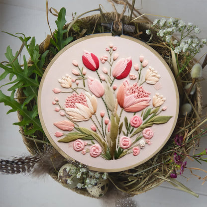Rubbyoo Embroidery Kit - Garden Flower Handmade Tulips