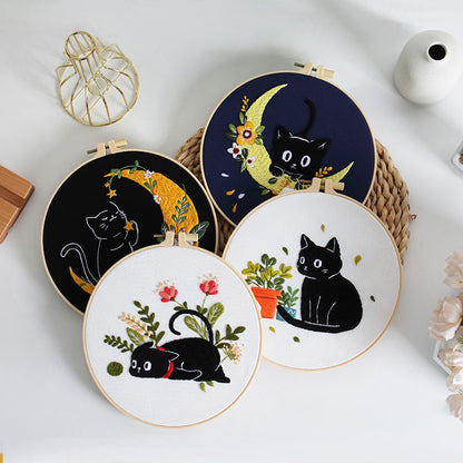 Holiday Black Cats Embroidery Kit