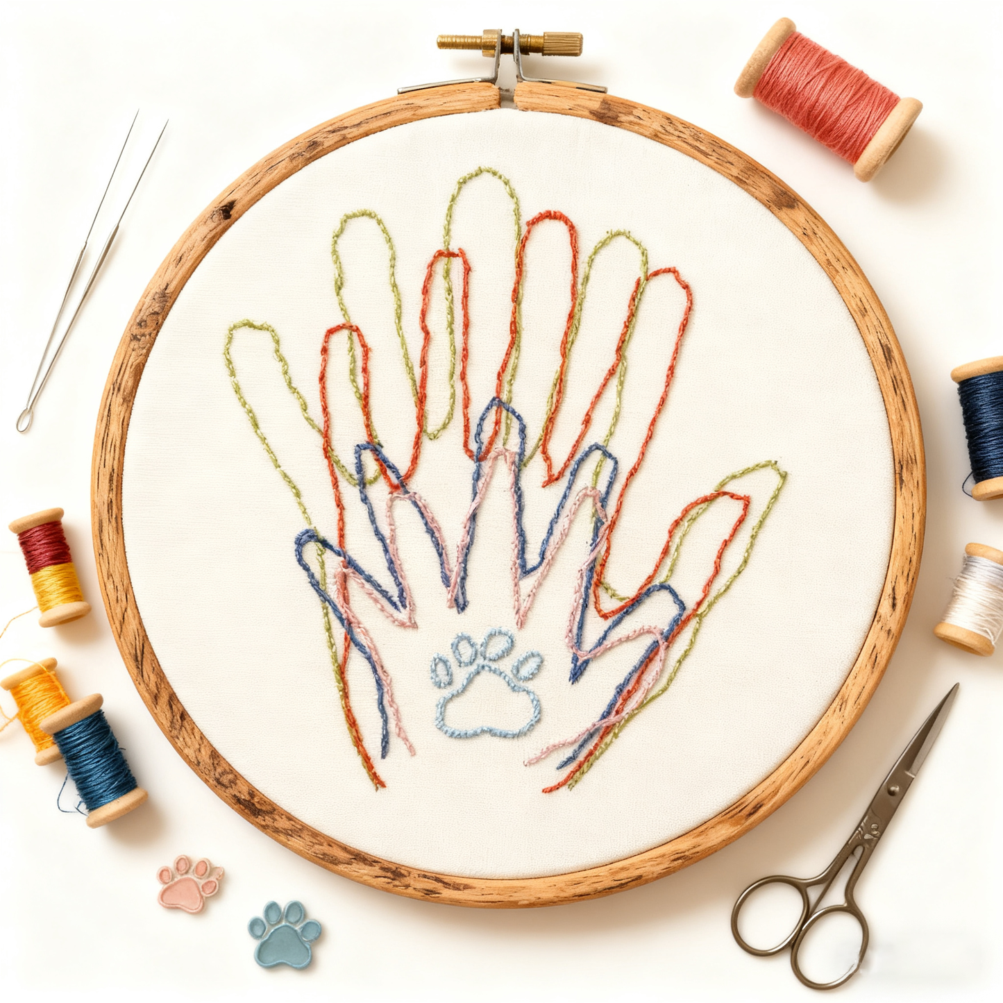 Stick & Stitch Water - Paws & Hands: A Stitched Bond