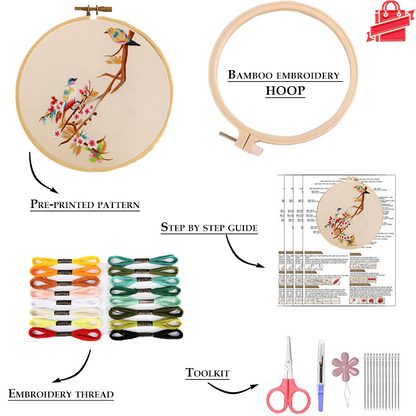 Embroidery Hoop Birds gift Kit for Beginner