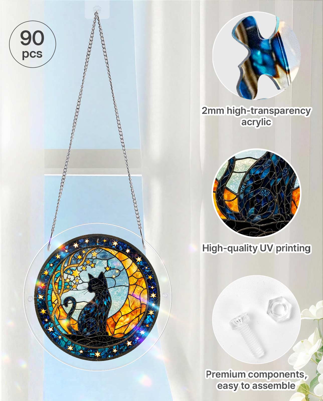 Acrylic Jigsaw Puzzle Suncatcher - Seleneâ€TMs Cat