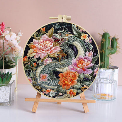 Dragon And Peony Embroidery Kit