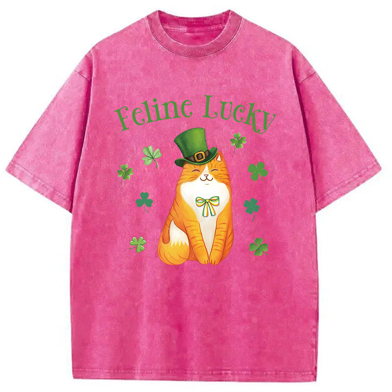 Lucky Irish Cat Washed T-Shirt