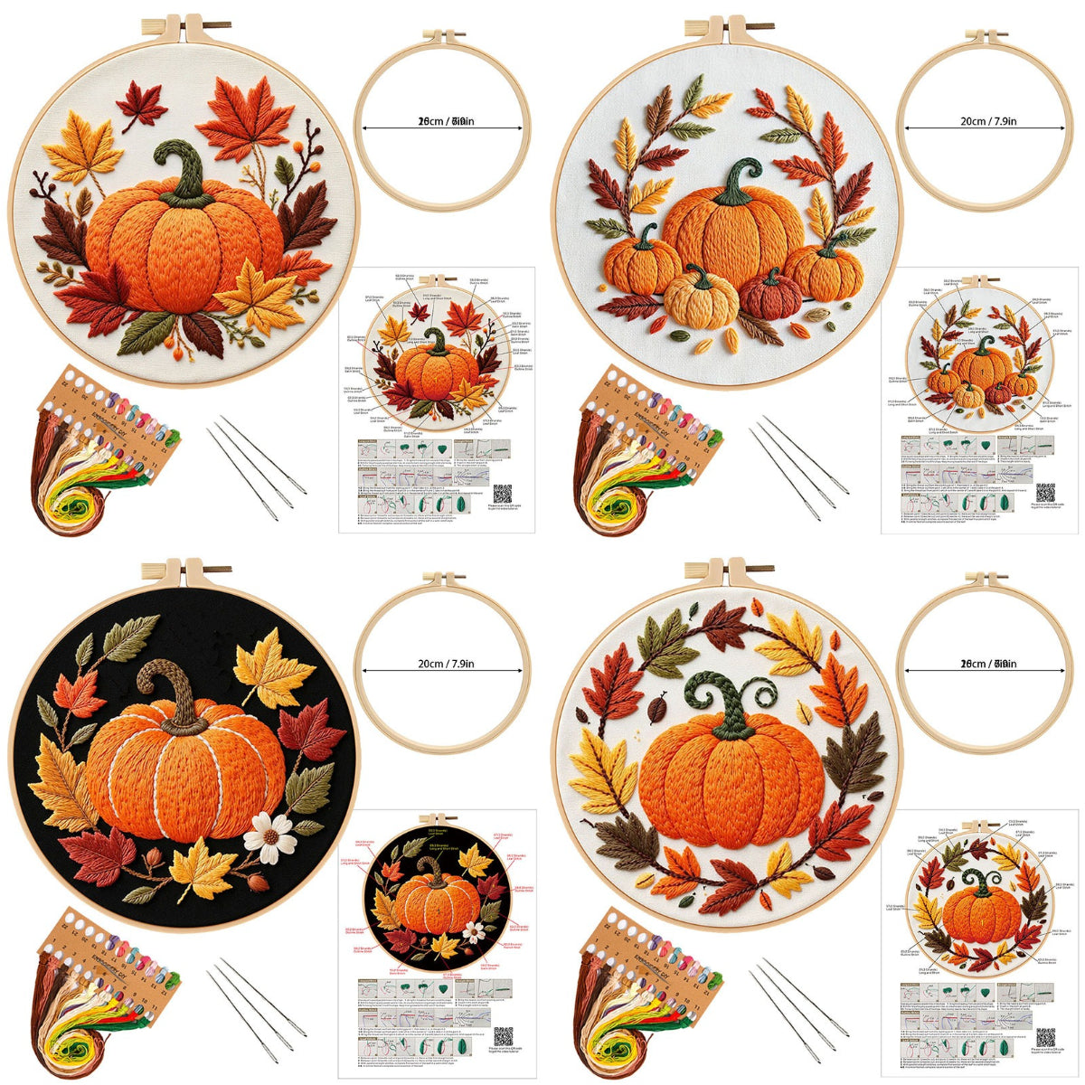 Autumn Leaf Pumpkin -Themed DIY Embroidery Kits