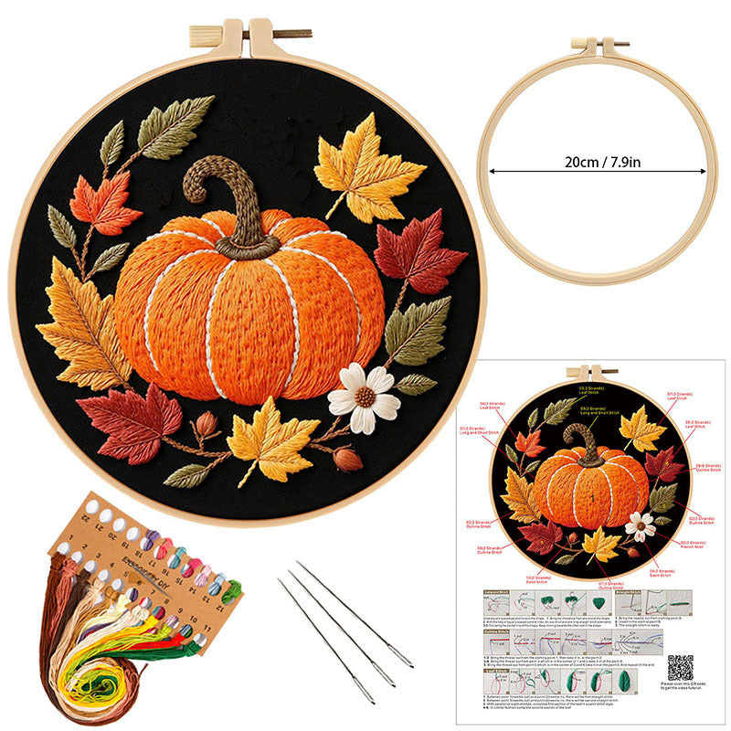Autumn Leaf Pumpkin -Themed DIY Embroidery Kits
