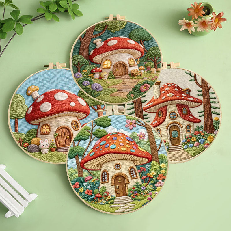 Mushroom Cottage Embroidery Kit