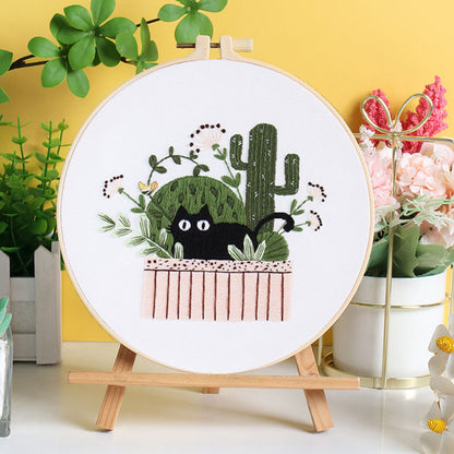 Holiday Cats Embroidery Kit for Beginners
