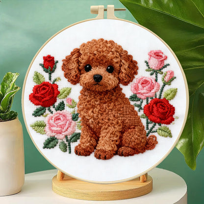 Poodle And Rose Embroidery Kit