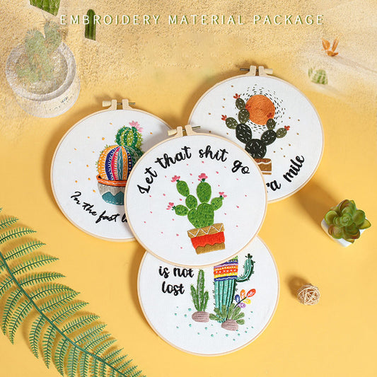 Vibrant Cactus Quote - Themed DIY Embroidery Kits