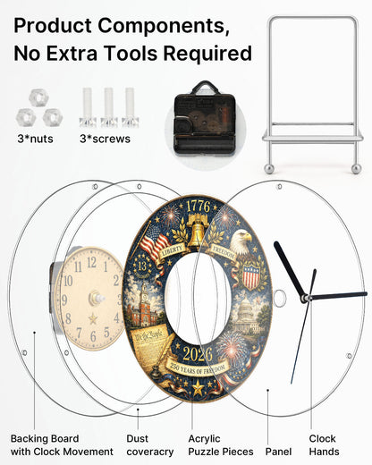 DIY Acrylic Puzzle Clock Kit - 250 Years Freedom