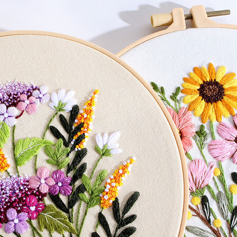 Flower With Colorful Background - Themed DIY Embroidery Kits