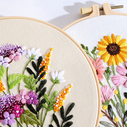 Flower With Colorful Background - Themed DIY Embroidery Kits