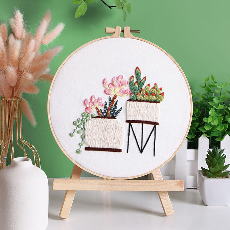 Succulent Serenity Embroidery Kit: Bring Nature’s Charm into Your Home