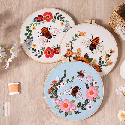 Buzzy Bee And Wildflower - Themed DIY Embroidery Kits