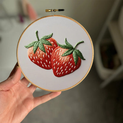 Rubbyoo Embroidery Kit- Two Big Strawberries | For Beginners DIY Craft Kits