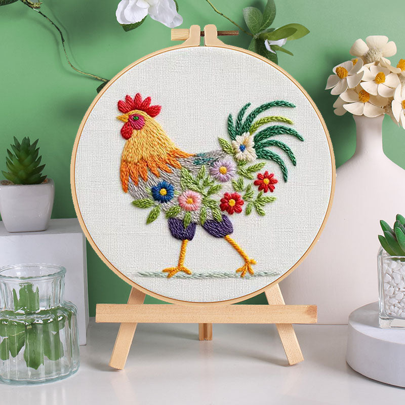 Floral Rooster - Themed DIY Embroidery Kits