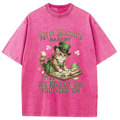 Funny Cat St Patrick's Day Washed T-Shirt