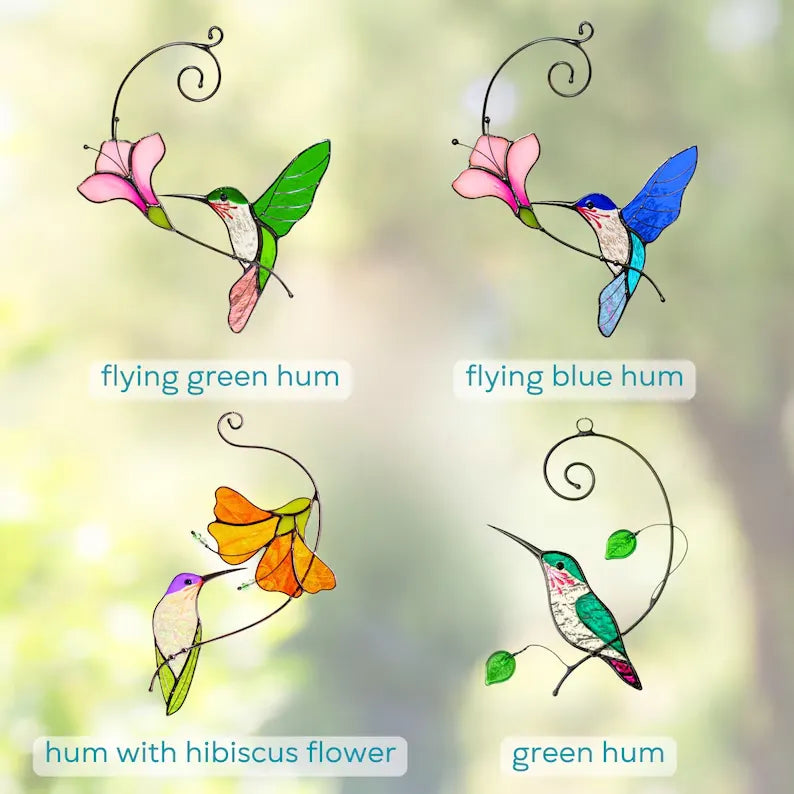 Hummingbird Stained Glass Sun Catcher - Home Decoration