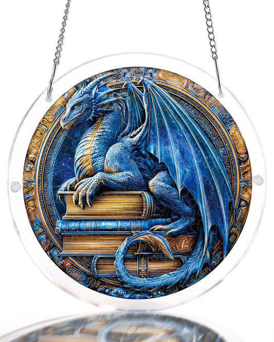 Acrylic Jigsaw Puzzle Suncatcher - Dragon Realm Library