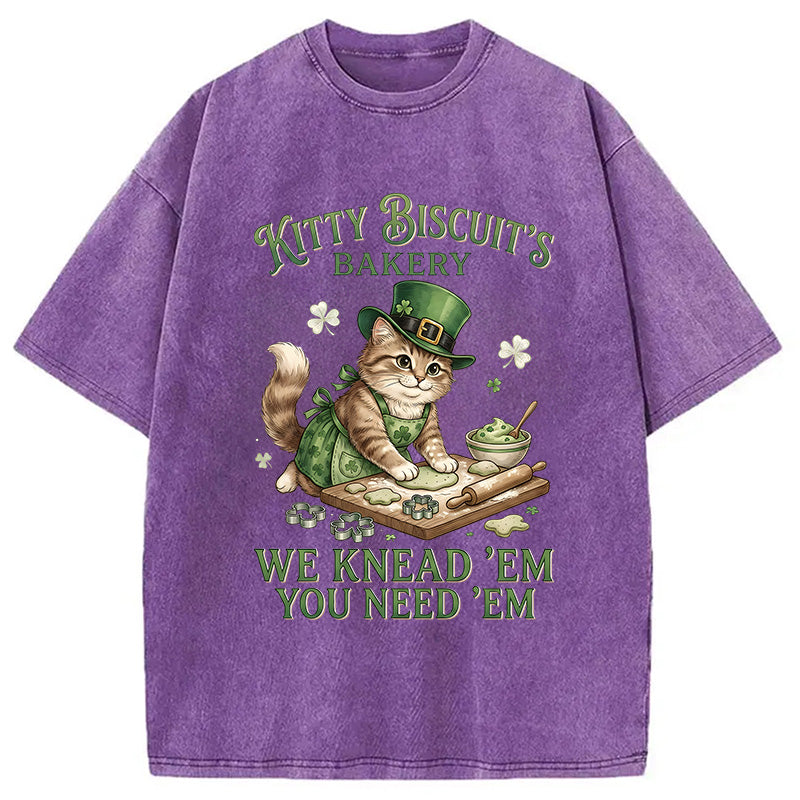 Funny Cat St Patrick's Day Washed T-Shirt