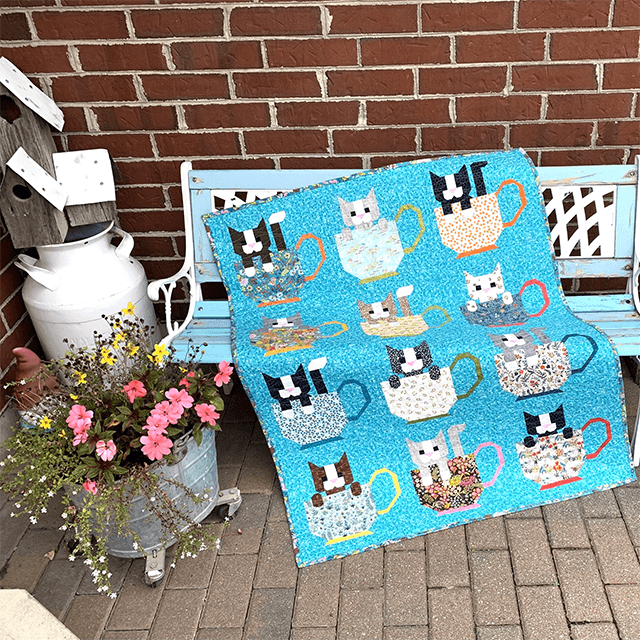 Kittens in Cups Quilt Pattern Template - With Instructions