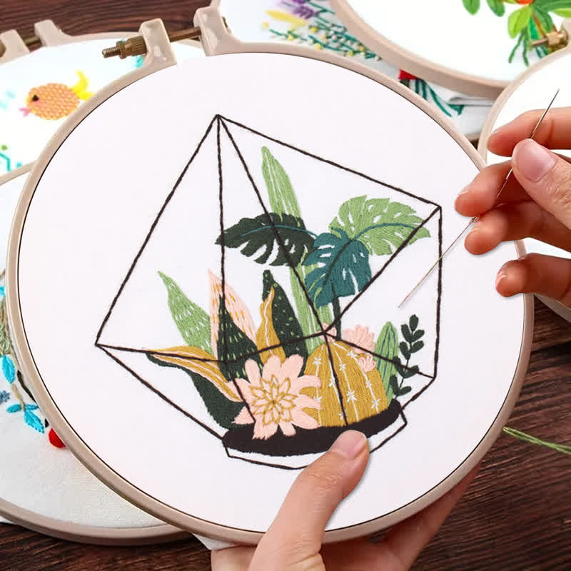 Rubbyoo Embroidery Kit -terrarium Botanical