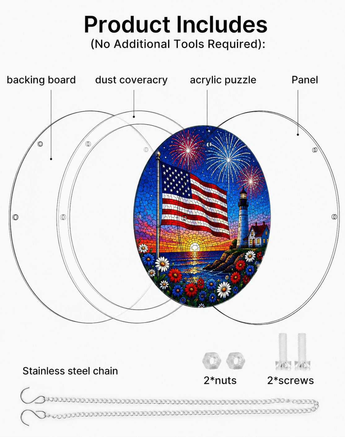 Acrylic Jigsaw Puzzle Suncatcher - Independence Day Celebrations