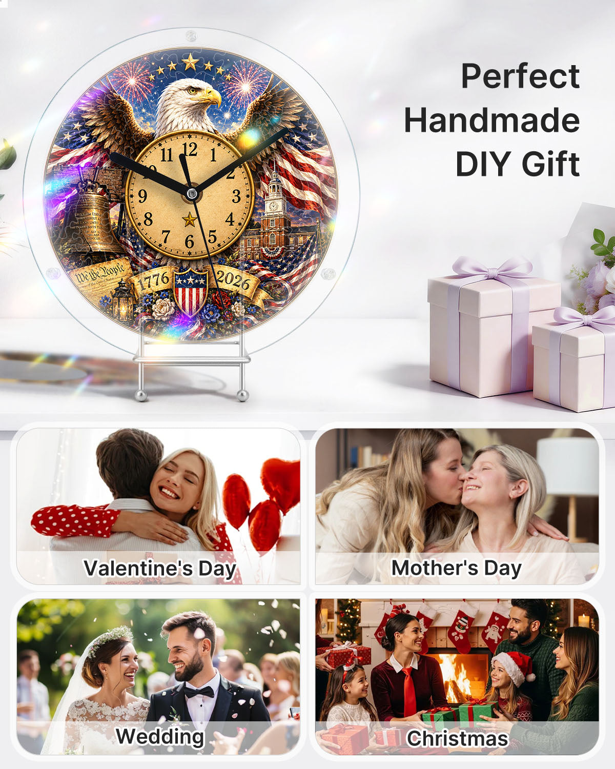 DIY Acrylic Puzzle Clock Kit - Majestic Eagle Liberty