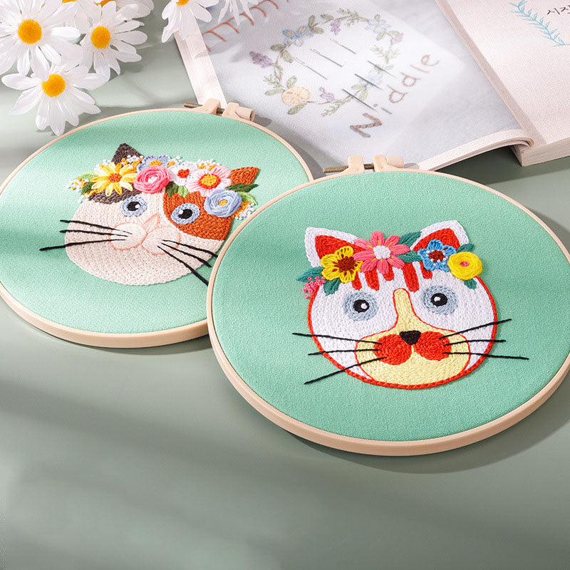 Floral Cat - Themed DIY Embroidery Kits