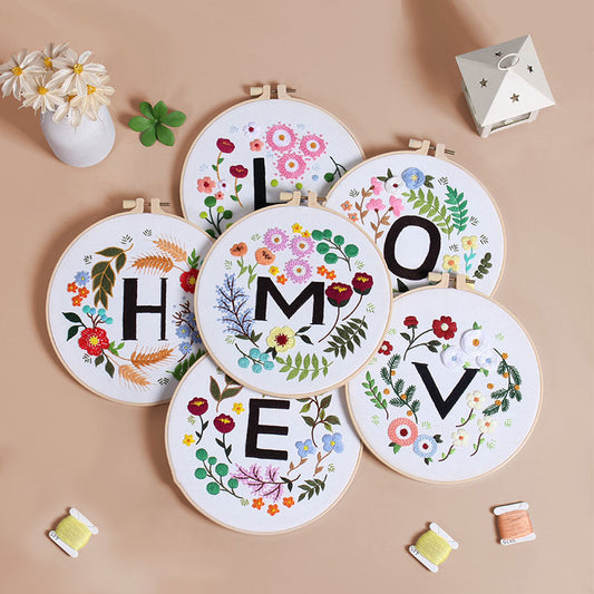 HOME & LOVE Floral Monogram Embroidery Kit