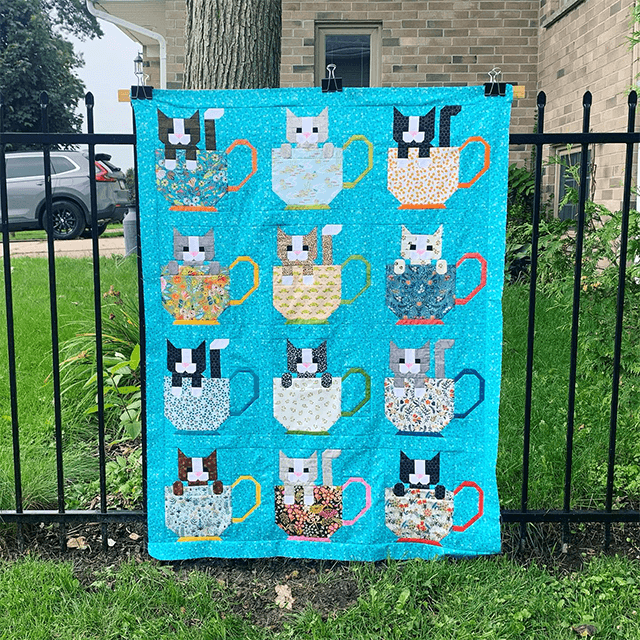 Kittens in Cups Quilt Pattern Template - With Instructions