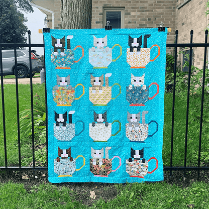 Kittens in Cups Quilt Pattern Template - With Instructions