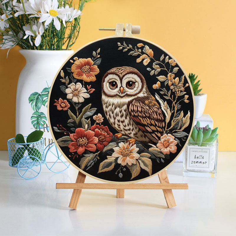 Forest Owl & Floral - Themed DIY Embroidery Kits