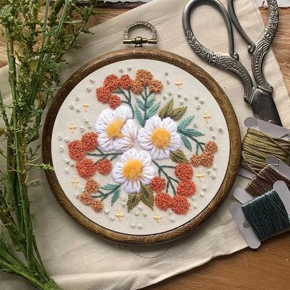 Rubbyoo Embroidery Kit- Modern 3D Floral  | Diy Craft Kits,Hand Stitch,For Craft Lover