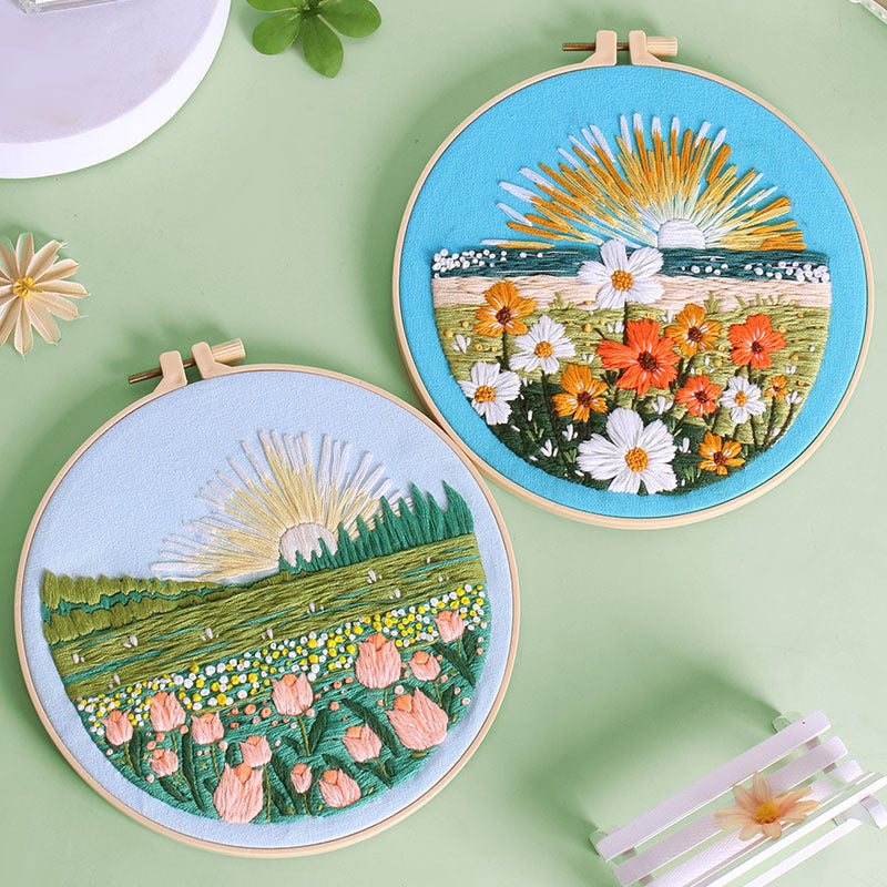 UrCustomHUB Garden View Hand Stitch Kit: Stitch your own peaceful garden escape