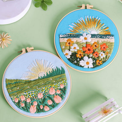 UrCustomHUB Garden View Hand Stitch Kit: Stitch your own peaceful garden escape