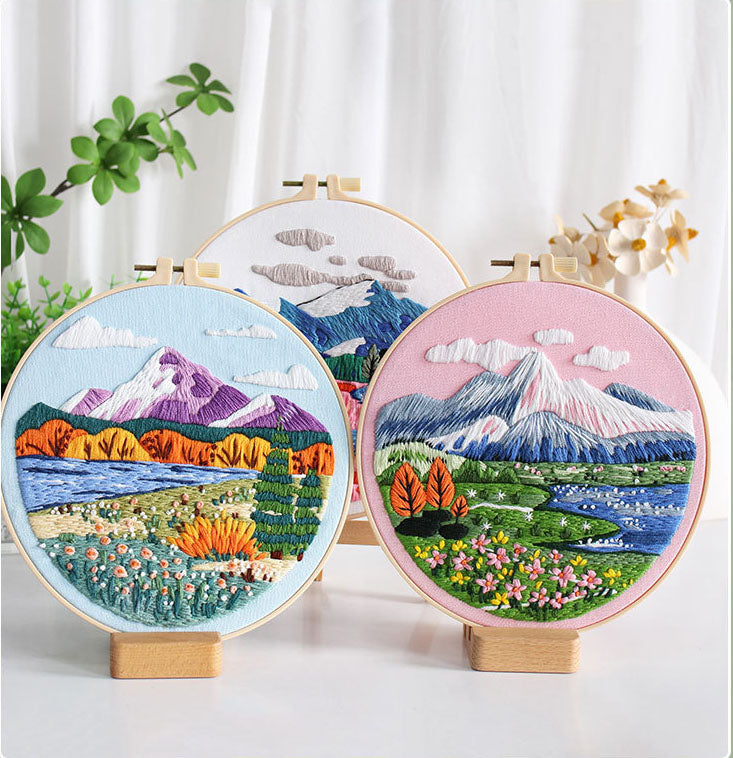 UrCustomHUB Scenic Serenity Embroidery Kit: Let Every Stitch Paint a Landscape