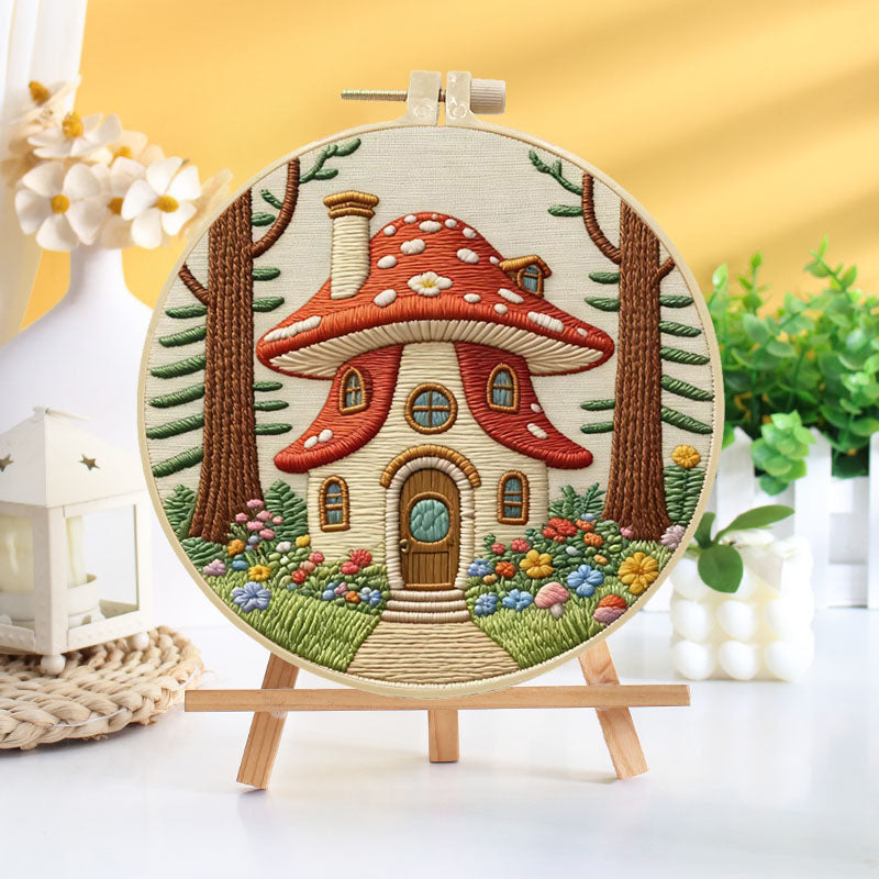 Mushroom Cottage Embroidery Kit
