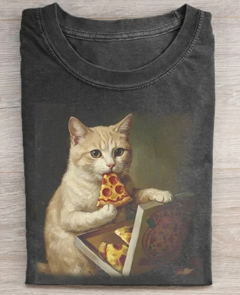 Cat Eating Pizza T-Shirt