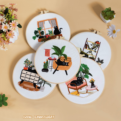 Holiday Cats 2 Embroidery Kits for Beginner