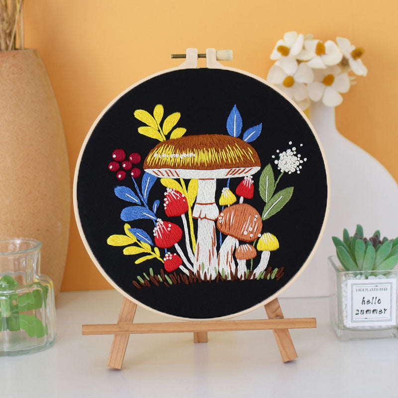 Enchanted Forest Mushroom Embroidery Kit: Craft Your Whimsical Masterpiece