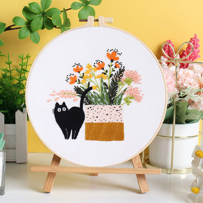 Holiday Cats Embroidery Kit for Beginners